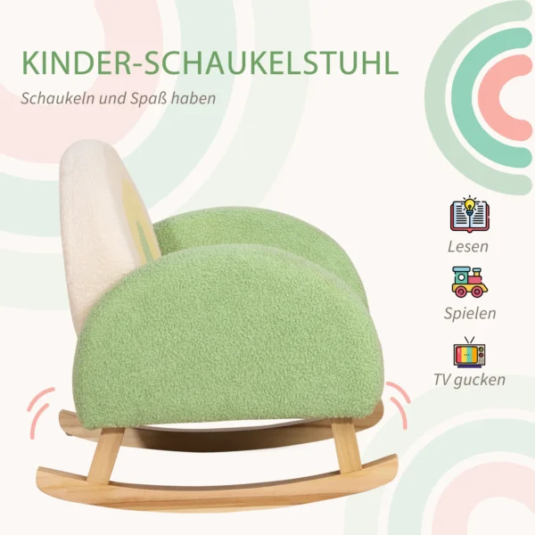 Schommelstoel kindersofa knusse kinderfauteuil eucalyptushout in imitatie lamsvacht groen vanaf 3 jaar ideaal voor kinderkamer 5