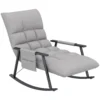 Schommelstoel relaxfauteuil met voetensteun, verstelbare rugleuning tot 120kg, microvezel grijs, met zijvak voor extra comfort 1