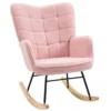 Schommelstoel, schommel fauteuil, relaxstoel, woonkamerstoel voor slaapkamer, tot 120 kg, imitatie lamsvacht, roze 1