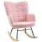 Schommelstoel, schommel fauteuil, relaxstoel, woonkamerstoel voor slaapkamer, tot 120 kg, imitatie lamsvacht, roze 1