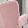 Schommelstoel, schommel fauteuil, relaxstoel, woonkamerstoel voor slaapkamer, tot 120 kg, imitatie lamsvacht, roze 9