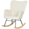 Schommelstoel, schommelstoel met fluwelen look, armleuning, stoel met houten glijders, relaxstoel voor woonkamer, slaapkamer, beige 1