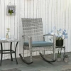 Schommelstoel tuinstoel met kussen, polyrattan en metaal, grijs, 66 x 88 x 98 cm, ideaal voor terras en tuin 2