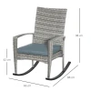 Schommelstoel tuinstoel met kussen, polyrattan en metaal, grijs, 66 x 88 x 98 cm, ideaal voor terras en tuin 4