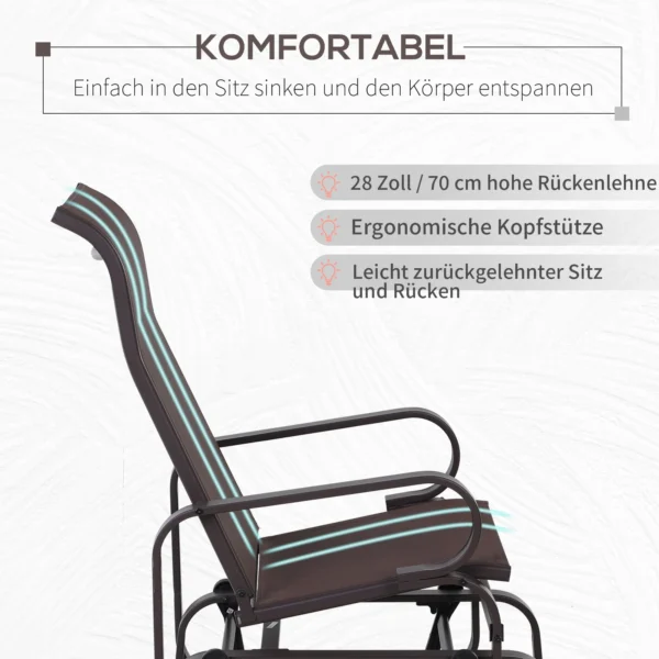 Schommelstoel tuinstoel relaxstoel metaal tuinschommel voor terras balkon, texteline 60x75x104 cm, comfortabel & stijlvol 6
