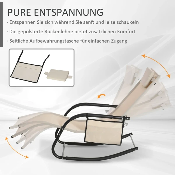 Schommelstoel tuinstoel schommelligstoel metaal mesh beige 150x62x88cm voor ontspannende uren buitenshuis 7