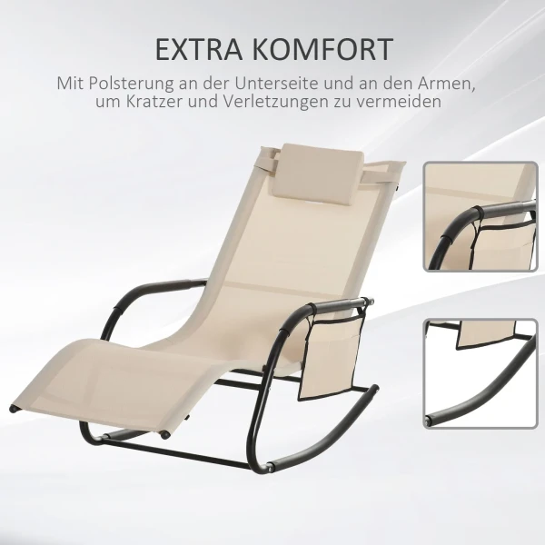 Schommelstoel tuinstoel schommelligstoel metaal mesh beige 150x62x88cm voor ontspannende uren buitenshuis 8