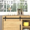 Schuifdeursysteem voor dubbele houten deuren, looprail met accessoires van koolstofstaal, zwart, 183x0,6x18cm, voor moderne interieurinrichting 7