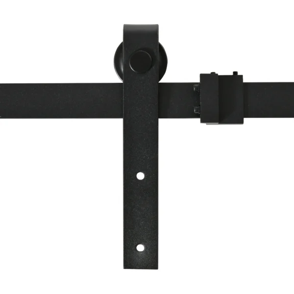 Schuifdeursysteem voor dubbele houten deuren, looprail met accessoires van koolstofstaal, zwart, 183x0,6x18cm, voor moderne interieurinrichting 8