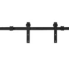Schuifdeursysteem voor dubbele houten deuren, looprail met accessoires van koolstofstaal, zwart, 183x0,6x18cm, voor moderne interieurinrichting 9