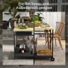 Serveerwagen tuinrolwagen met 2 niveaus barbecue trolley met opbergmand en bekerhouder van spar voor grillfeesten & keuken 8