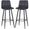 Set van 2 barkrukken bistrokrukken met voetensteun fluweel bekleding keukenstoel toogkrukken set stalen poten zwart 42x47x105cm voor woonkamer eetkamer 1