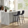 Set van 2 barkrukken bistrokrukken met voetensteun fluweel bekleding keukenstoel toogkrukken set stalen poten zwart 42x47x105cm voor woonkamer eetkamer 2