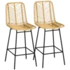 Set van 2 barkrukken met rugleuning, barkrukken in boho design, pe rattan, incl. voetsteun, 42,5 cm x 52 cm x 102 cm, geel + zwart 1