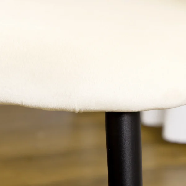 Set van 2 eetkamerstoelen comfortabele gestoffeerde stoelen met rugleuning in fluweeloptiek en stalen poten, crème voor keuken & eetgedeelte 9