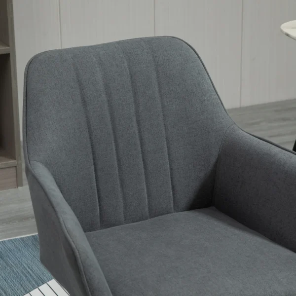 Set van 2 eetkamerstoelen comfortabele stoelen met ademende linnen hoes rug en armleuning metalen poten donkergrijs 59,5x56,5x81cm 8