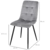 Set van 2 eetkamerstoelen gestoffeerde stoel keukenstoel schuim metaal grijs zwart 45x63x90cm voor eettafel 4