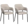Set van 2 eetkamerstoelen keukenstoel met rugleuning gestoffeerde stoel met stalen poten voor woonkamer keuken beige 54 x 54 x 84 cm 1