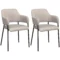 Set van 2 eetkamerstoelen keukenstoel met rugleuning gestoffeerde stoel met stalen poten voor woonkamer keuken beige 54 x 54 x 84 cm 1