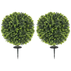 Set van 2 kunstmatige buxusbollen 40 cm kunstplant met grondpen, kunstmatige planten plastic zoals echt decor voor woonkamer slaapkamer kantoor tuin 1