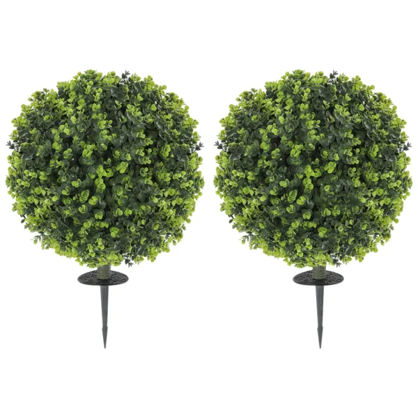 Set van 2 kunstmatige buxusbollen 40 cm kunstplant met grondpen, kunstmatige planten plastic zoals echt decor voor woonkamer slaapkamer kantoor tuin 1