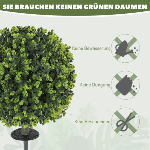 Set van 2 kunstmatige buxusbollen 40 cm kunstplant met grondpen, kunstmatige planten plastic zoals echt decor voor woonkamer slaapkamer kantoor tuin 6