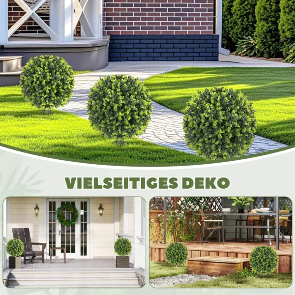 Set van 2 kunstmatige buxusbollen 40 cm kunstplant met grondpen, kunstmatige planten plastic zoals echt decor voor woonkamer slaapkamer kantoor tuin 7