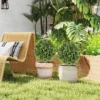 Set van 2 kunstmatige buxusbollen 40 cm kunstplant met grondpen, kunstmatige planten plastic zoals echt decor voor woonkamer slaapkamer kantoor tuin 9