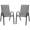 Set van 2 tuinstoelen stapelstoel met armleuning metaal mesh stof grijs 70x54x90cm voor terras en tuinmeubilair 1