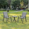 Set van 2 tuinstoelen stapelstoel met armleuning metaal mesh stof grijs 70x54x90cm voor terras en tuinmeubilair 2