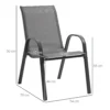 Set van 2 tuinstoelen stapelstoel met armleuning metaal mesh stof grijs 70x54x90cm voor terras en tuinmeubilair 4