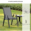 Set van 2 tuinstoelen stapelstoel met armleuning metaal mesh stof grijs 70x54x90cm voor terras en tuinmeubilair 6