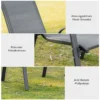 Set van 2 tuinstoelen stapelstoel met armleuning metaal mesh stof grijs 70x54x90cm voor terras en tuinmeubilair 7
