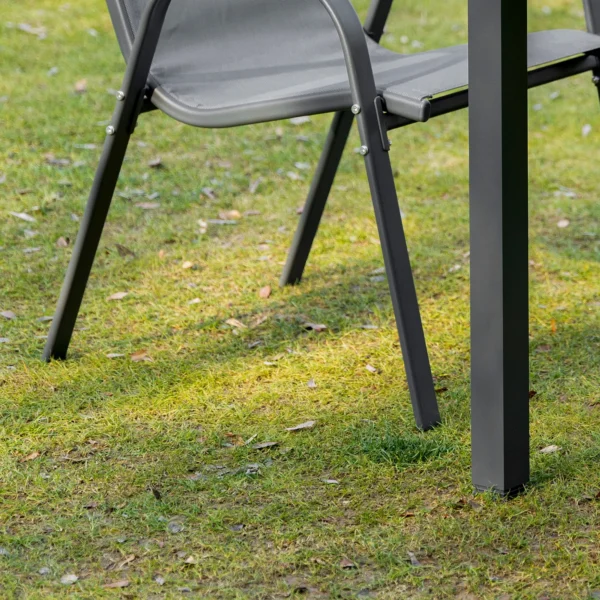 Set van 2 tuinstoelen stapelstoel met armleuning metaal mesh stof grijs 70x54x90cm voor terras en tuinmeubilair 8