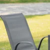Set van 2 tuinstoelen stapelstoel met armleuning metaal mesh stof grijs 70x54x90cm voor terras en tuinmeubilair 9