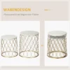 Set van 2 tuintafels bijzettafels retro draadmand ontwerp metalen mand tuin set tafel outdoor Ø41x46cm in goud en wit 5