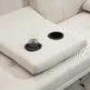 Slaapbank 3 zits bedbank met opklapbare tafel, stofbank linnenlook in scandi ontwerp tot 250 kg belastbaar voor woonkamer 9