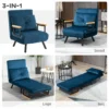 Slaapbank relaxstoel bedfunctie logeerbed fluweel verstelbare rugleuning blauw 63x73x81cm 5