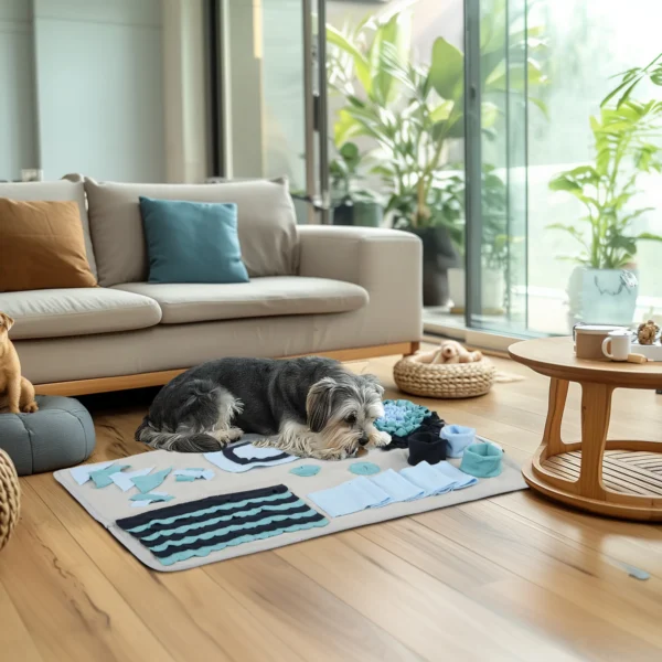 Snuffelmat voor honden, kleurrijke snuffelmat, intelligentiespeelgoed & trainingsmat voor langzaam voeren van fluweel 2