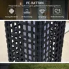 Solarlamp rattan design 15,5x15,5x46cm waterdicht met lichtsensor automatische led tuinlamp zwart voor terras & tuin 5