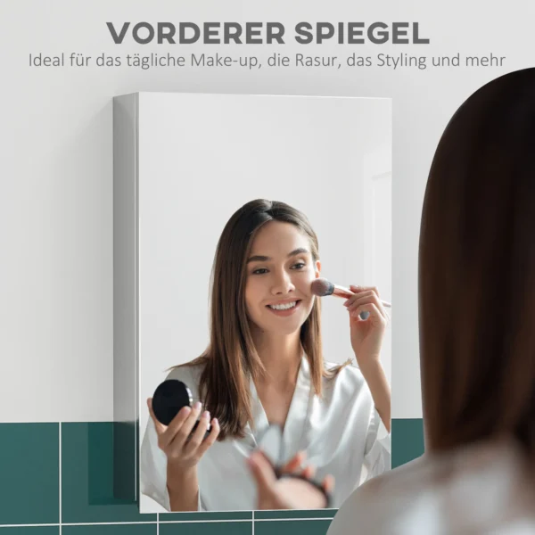 Spiegelkast, badkamerkast met 3 niveaus, medicijnkast voor badkamer, slaapkamer, roestvrij staal, zilver, 39 x 12 x 60 cm 6