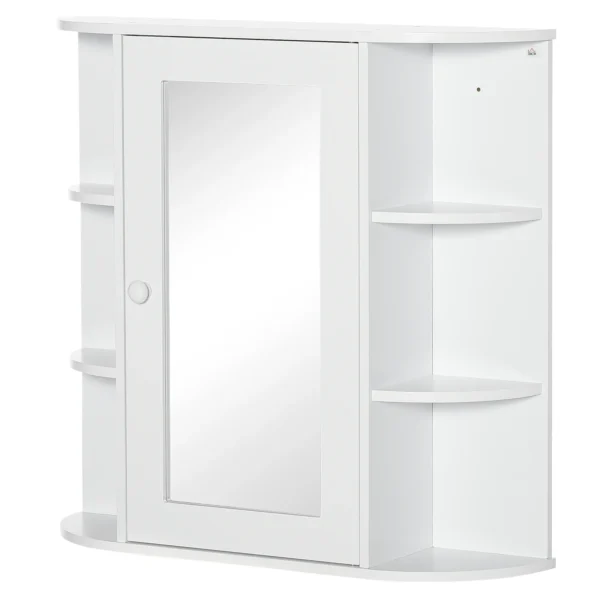 Spiegelkast badspiegel wandmontage hangkast met 8 vakken multifunctionele kast wit 66x17x63cm voor badkamer 1