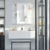 Spiegelkast badspiegel wandmontage hangkast met 8 vakken multifunctionele kast wit 66x17x63cm voor badkamer 2