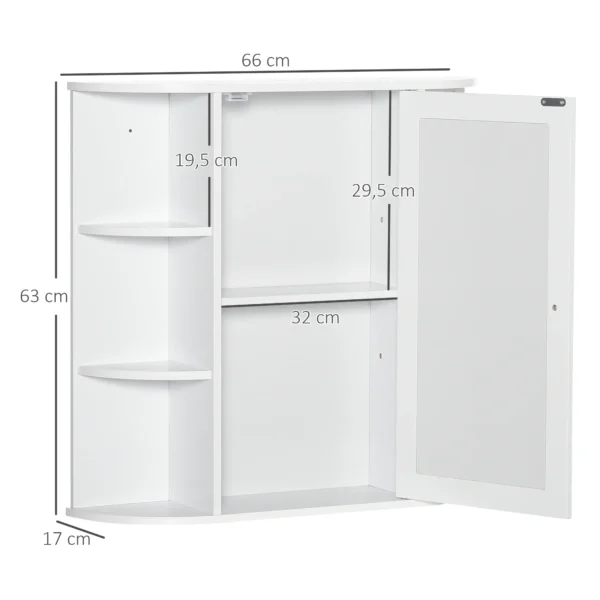 Spiegelkast badspiegel wandmontage hangkast met 8 vakken multifunctionele kast wit 66x17x63cm voor badkamer 4