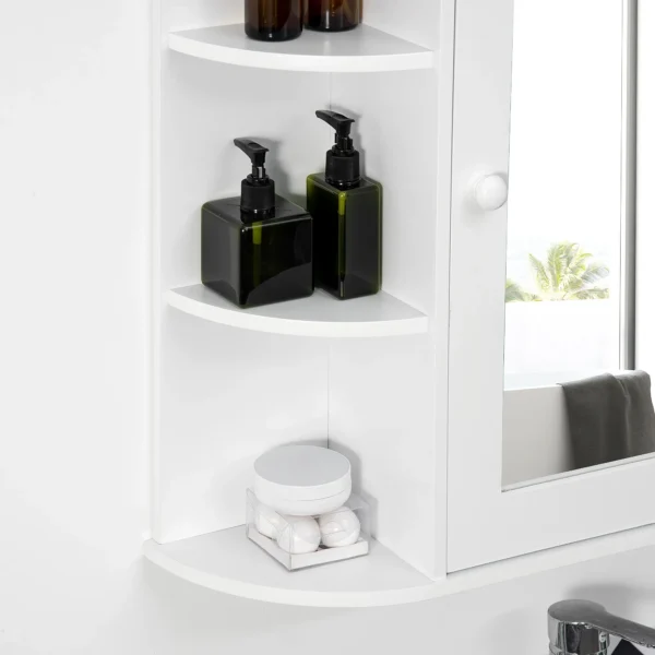 Spiegelkast badspiegel wandmontage hangkast met 8 vakken multifunctionele kast wit 66x17x63cm voor badkamer 9