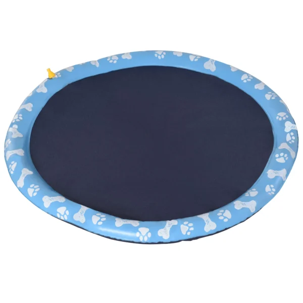 Splash sproeier pad 150 cm waterspel mat voor honden, anti slip spuit watersproeier outdoor pvc blauw 1