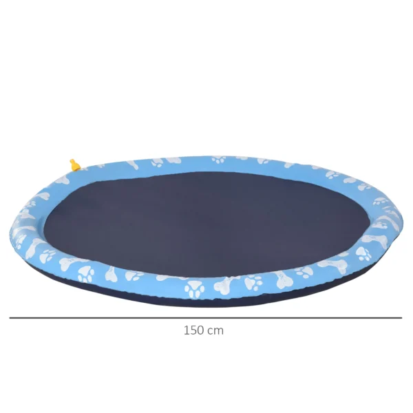 Splash sproeier pad 150 cm waterspel mat voor honden, anti slip spuit watersproeier outdoor pvc blauw 4