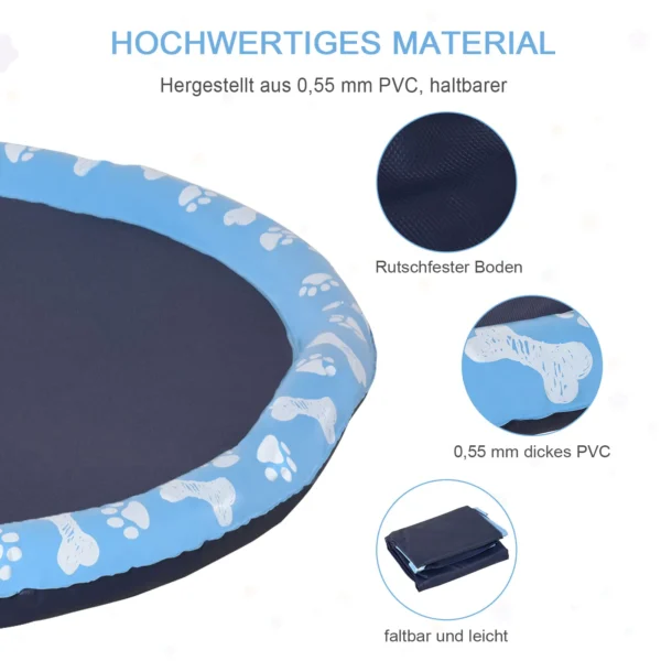 Splash sproeier pad 150 cm waterspel mat voor honden, anti slip spuit watersproeier outdoor pvc blauw 6