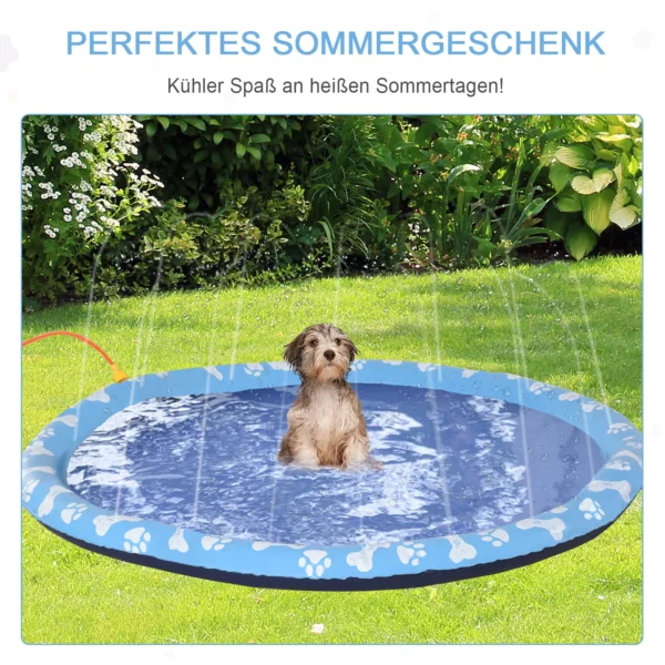 Splash sproeier pad 150 cm waterspel mat voor honden, anti slip spuit watersproeier outdoor pvc blauw 8