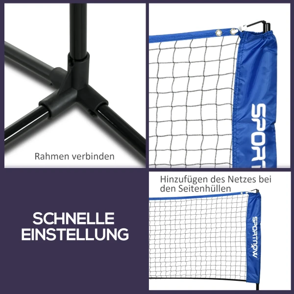 Sportnow badmintonnet set 103/120/155h cm, opvouwbaar & in hoogte verstelbaar tennisnet voor binnen en buiten, polyester, ideaal voor volleybal en shuttlebal 7